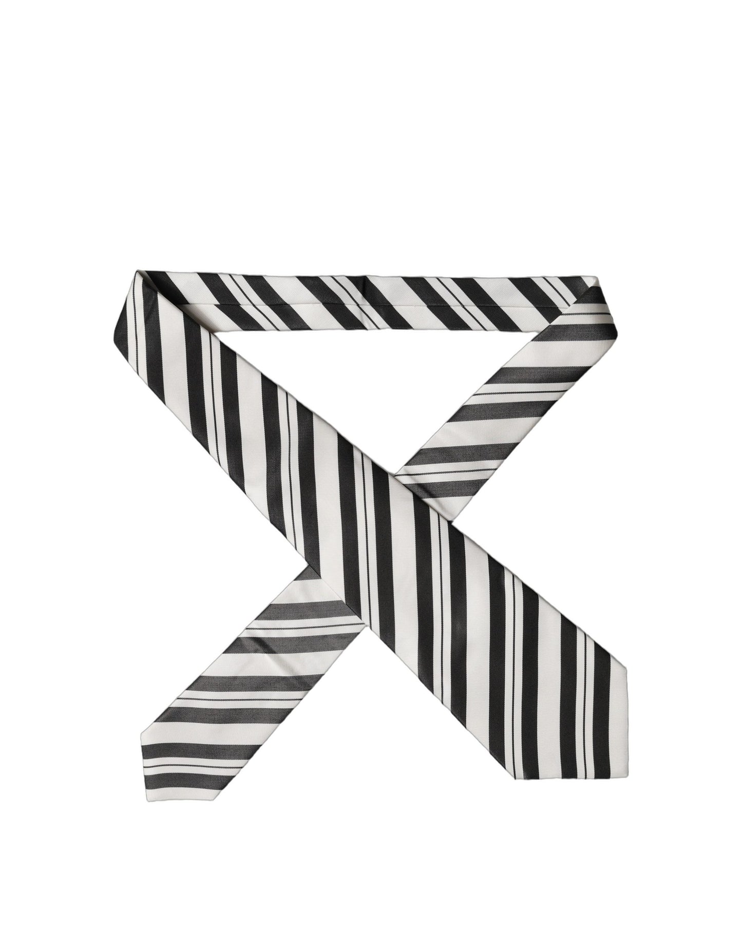 Dolce & Gabbana Black and White Stripes Silk Adjustable Women Necktie