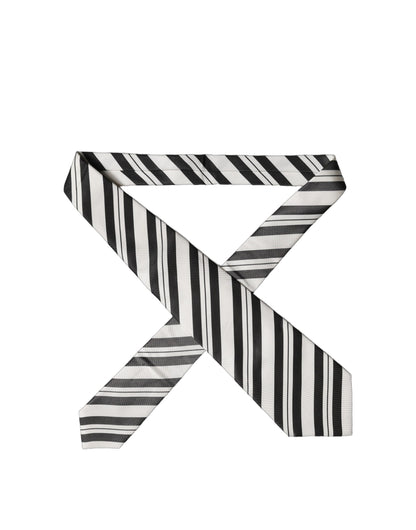 Dolce & Gabbana Black and White Stripes Silk Adjustable Women Necktie