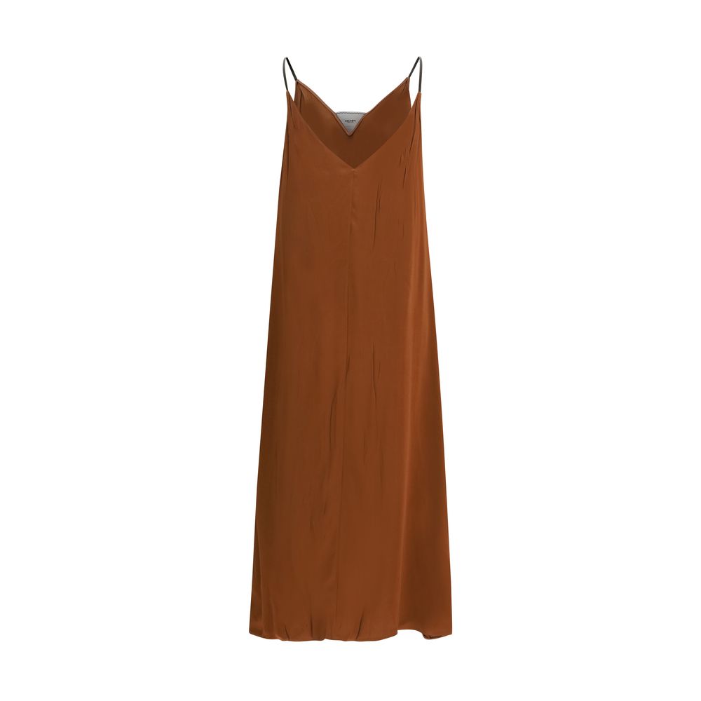 Prada Brown Acetate V-Neck Long Cocktail Dress