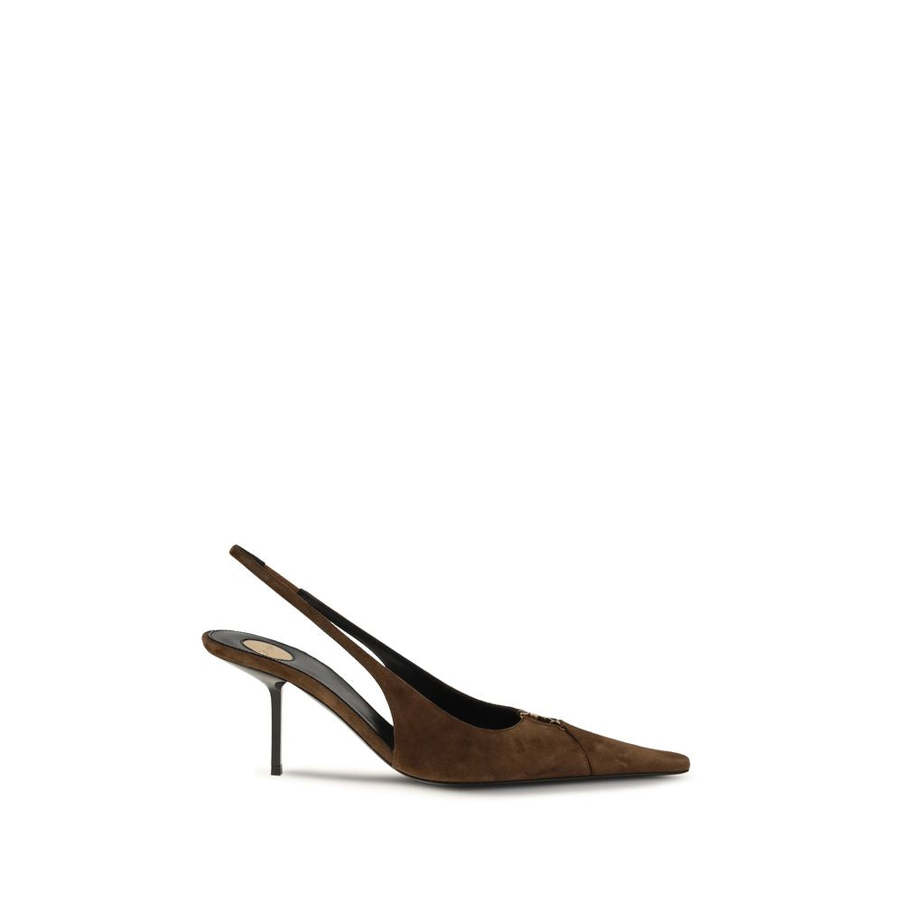 Saint Laurent Brown Calf Leather Babylone Breteuil High Heel Pumps