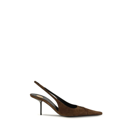 Saint Laurent Brown Calf Leather Babylone Breteuil High Heel Pumps