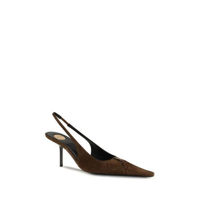 Saint Laurent Brown Calf Leather Babylone Breteuil High Heel Pumps