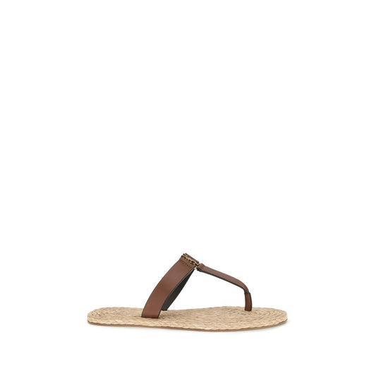 Saint Laurent Brown Babylone Leather Thong Sandal
