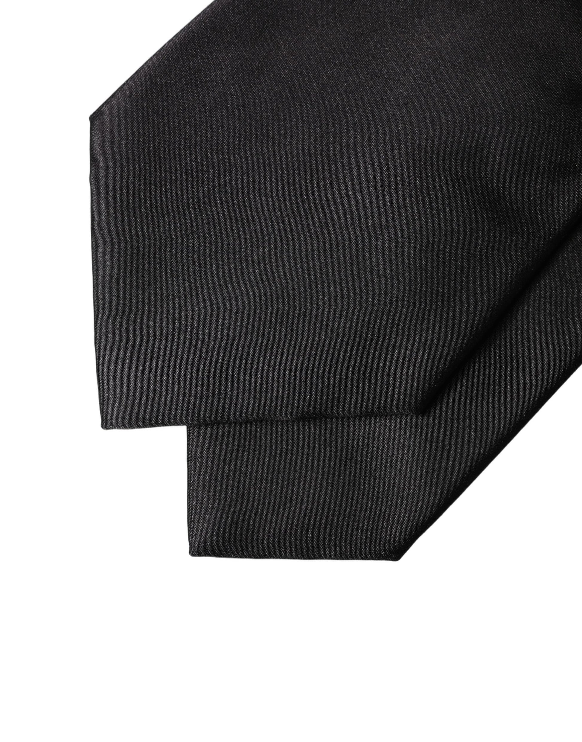 Dolce & Gabbana Black Satin Silk Blend Adjustable Women Tied Necktie Tie