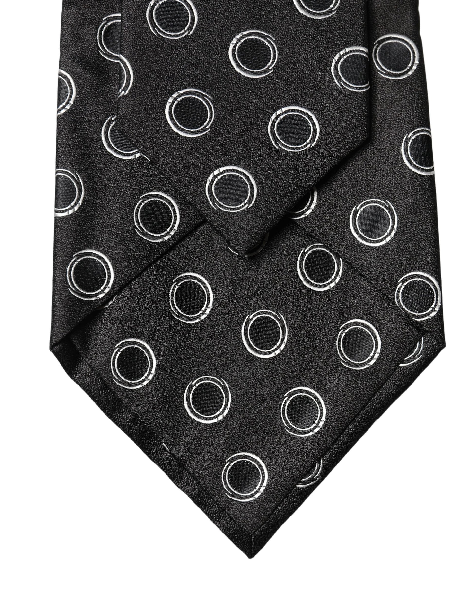 Dolce & Gabbana Black White Polka Dot Silk Adjustable Neck Tie for Women