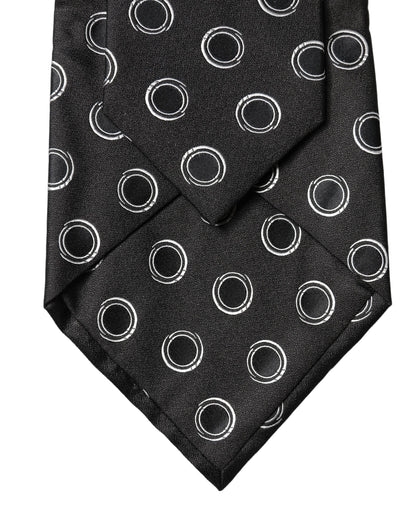 Dolce & Gabbana Black White Polka Dot Silk Adjustable Neck Tie for Women