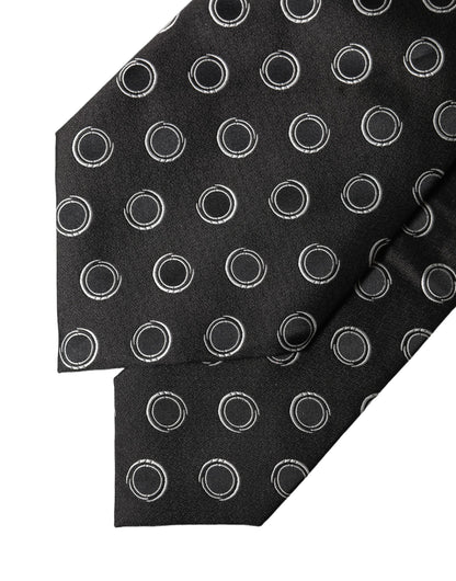 Dolce & Gabbana Black White Polka Dot Silk Adjustable Neck Tie for Women