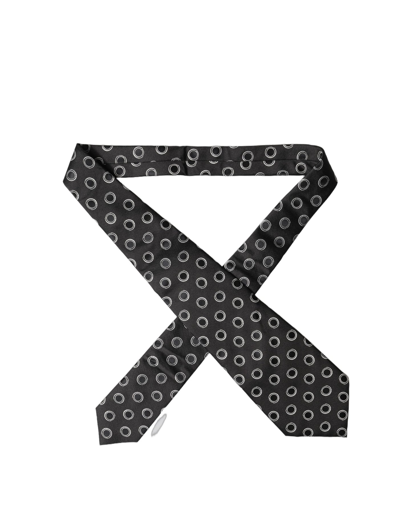 Dolce & Gabbana Black White Polka Dot Silk Adjustable Neck Tie for Women