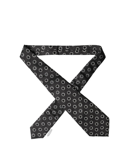Dolce & Gabbana Black White Polka Dot Silk Adjustable Neck Tie for Women