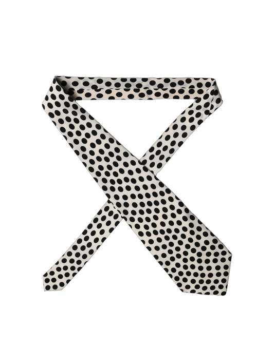 Dolce & Gabbana White Black Polka Dot Silk Adjustable Necktie