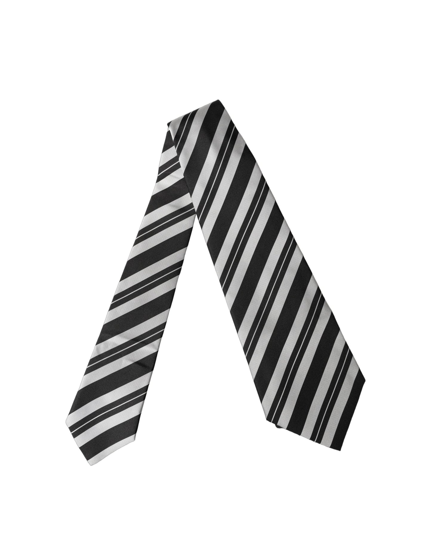 Dolce & Gabbana Black White Stripes Silk Adjustable Necktie for Women