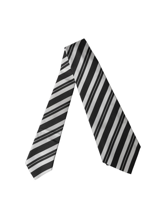 Dolce & Gabbana Black White Stripes Silk Adjustable Necktie for Women
