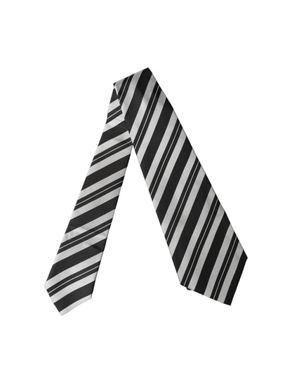 Dolce & Gabbana Black White Stripes Silk Adjustable Necktie for Women