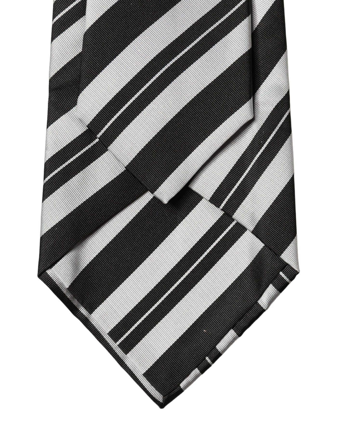 Dolce & Gabbana Black White Stripes Silk Adjustable Necktie for Women