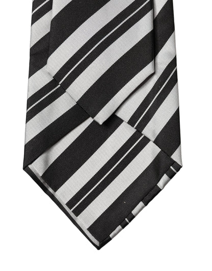 Dolce & Gabbana Black White Stripes Silk Adjustable Necktie for Women
