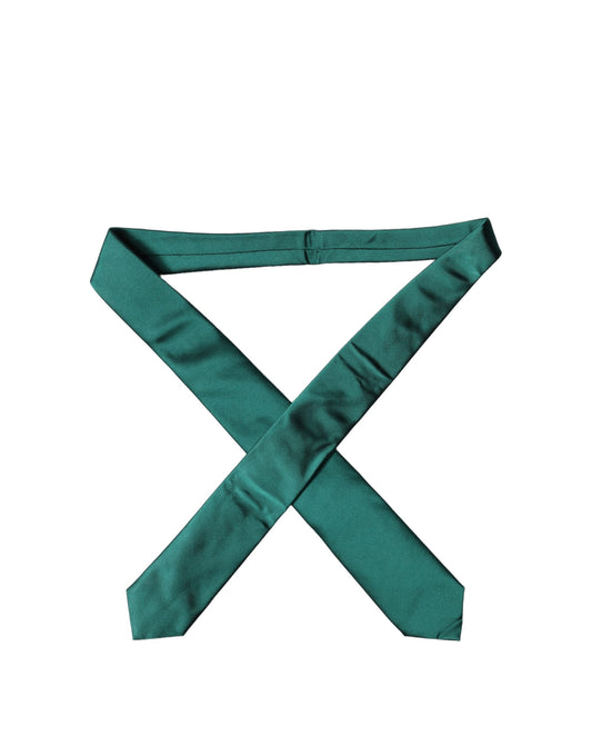 Dolce & Gabbana Dark Green Satin Silk Adjustable Necktie