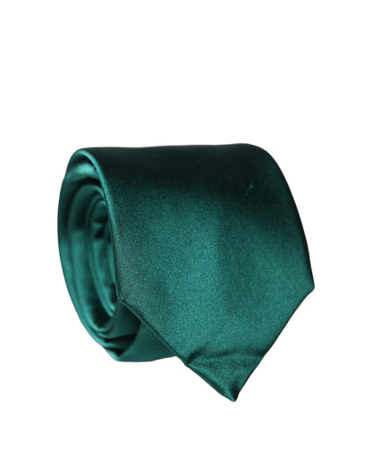 Dolce & Gabbana Dark Green Satin Silk Adjustable Necktie