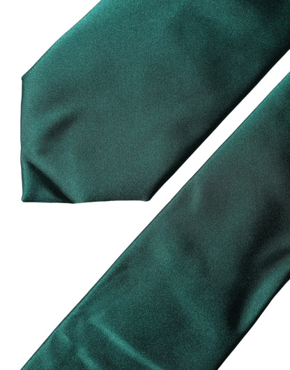 Dolce & Gabbana Dark Green Satin Silk Adjustable Necktie