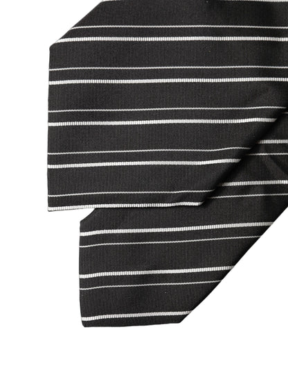 Dolce & Gabbana Black White Stripes Silk Adjustable Necktie