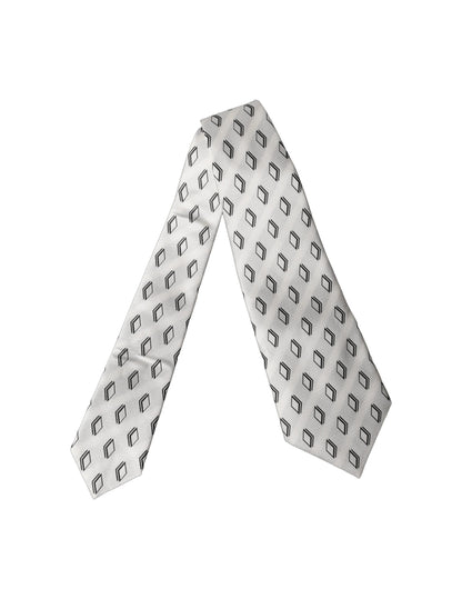 Dolce & Gabbana White Patterned Silk Adjustable Necktie