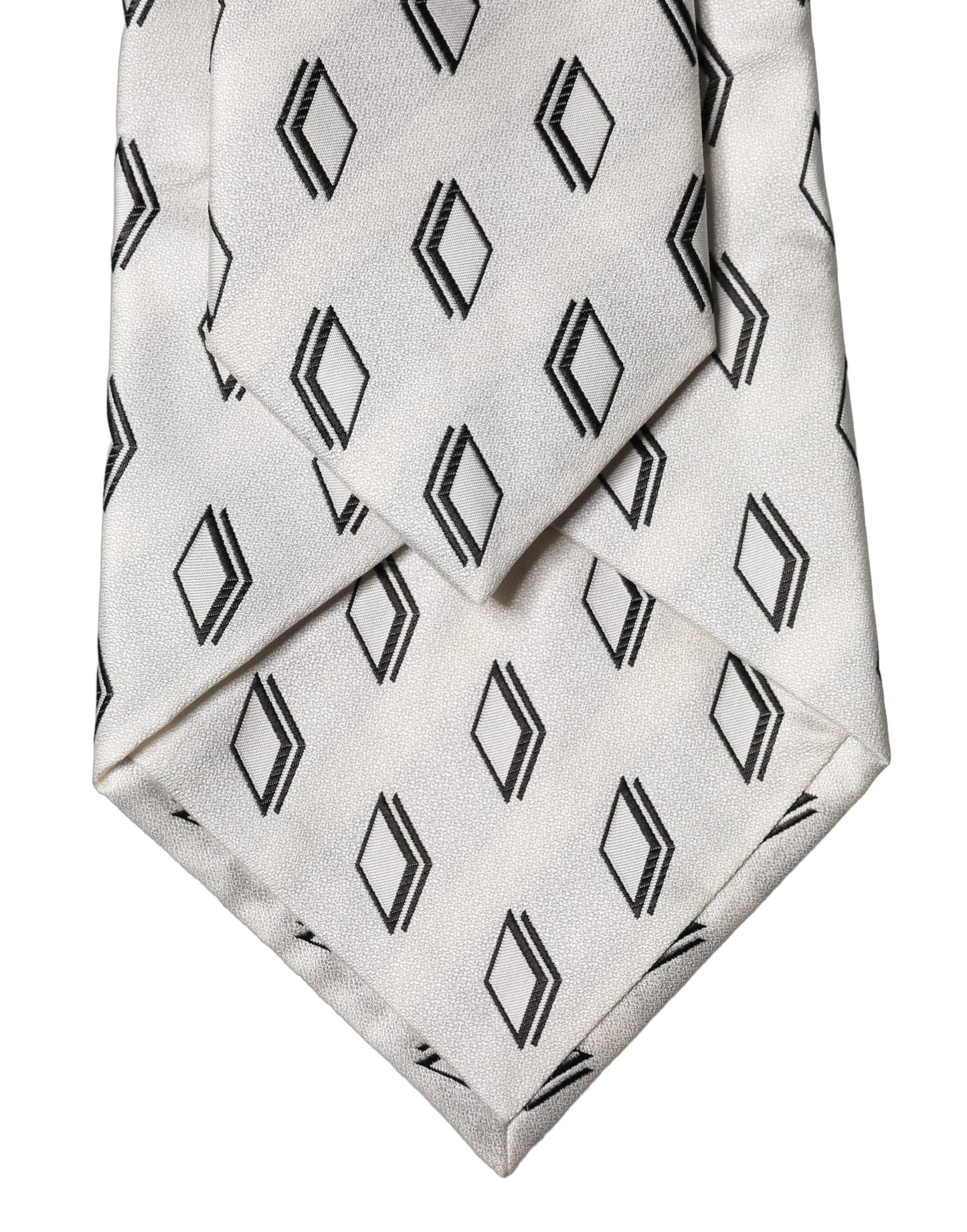 Dolce & Gabbana White Patterned Silk Adjustable Necktie