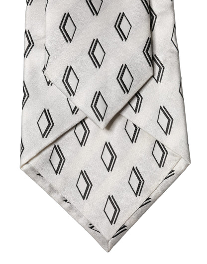 Dolce & Gabbana White Patterned Silk Adjustable Necktie