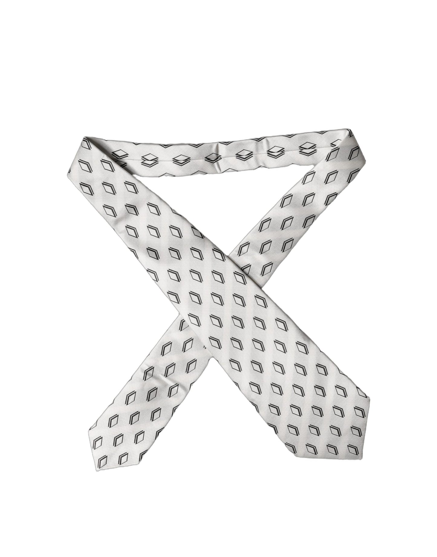 Dolce & Gabbana White Patterned Silk Adjustable Necktie