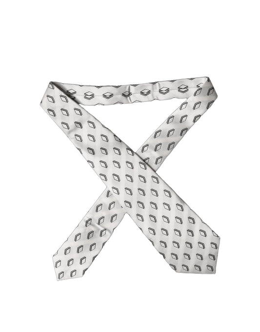Dolce & Gabbana White Patterned Silk Adjustable Necktie