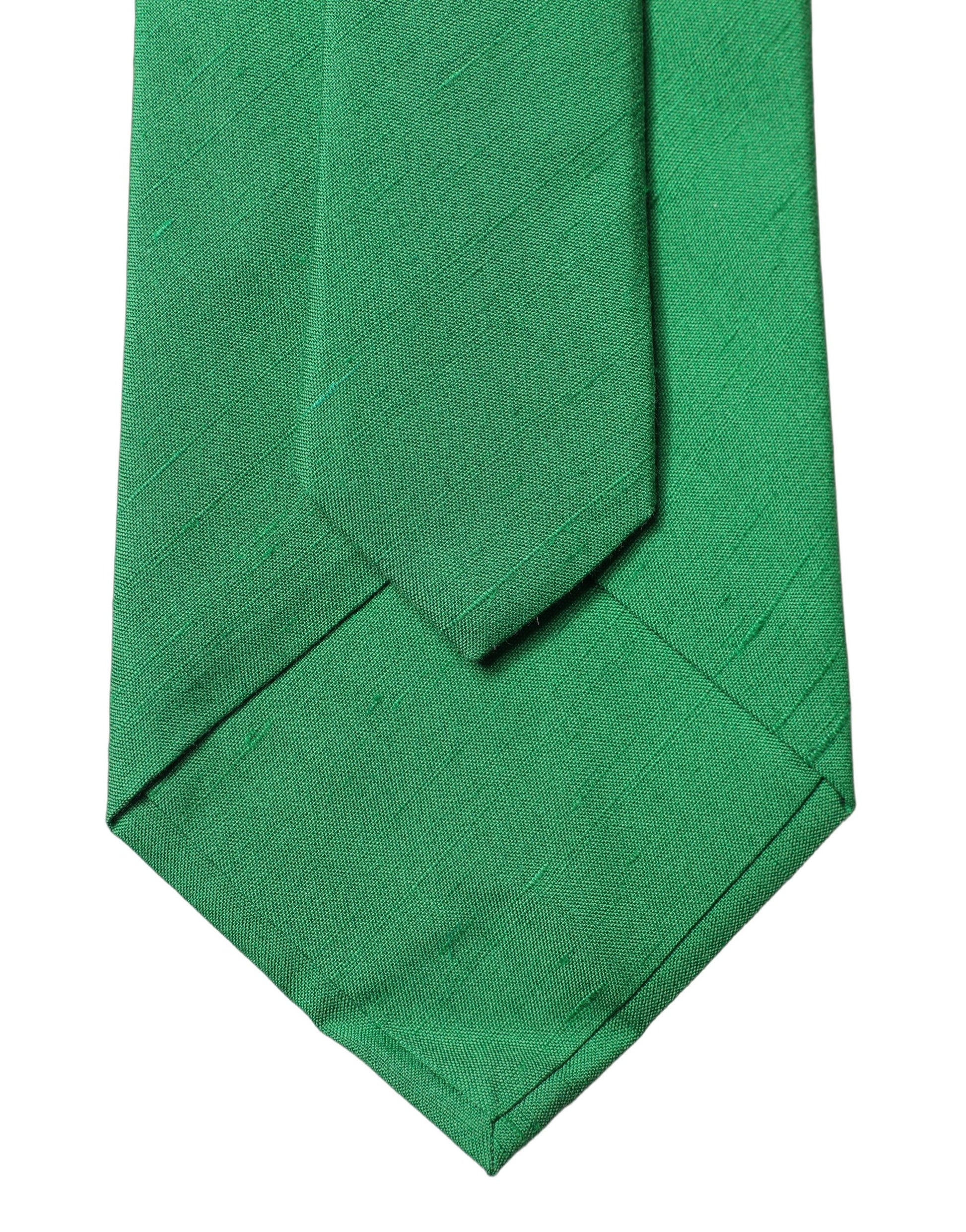 Dolce & Gabbana Green Solid Silk Cotton Adjustable Necktie for Women