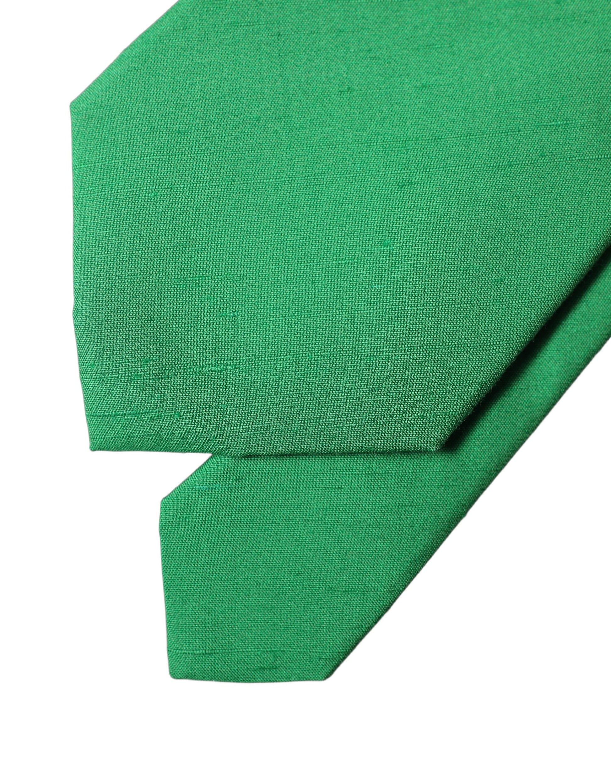 Dolce & Gabbana Green Solid Silk Cotton Adjustable Necktie for Women