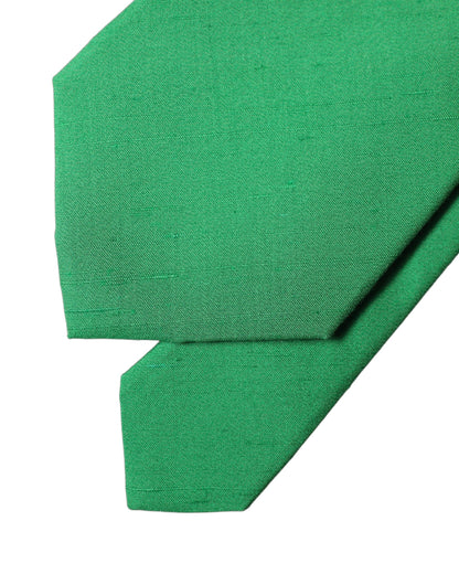 Dolce & Gabbana Green Solid Silk Cotton Adjustable Necktie for Women