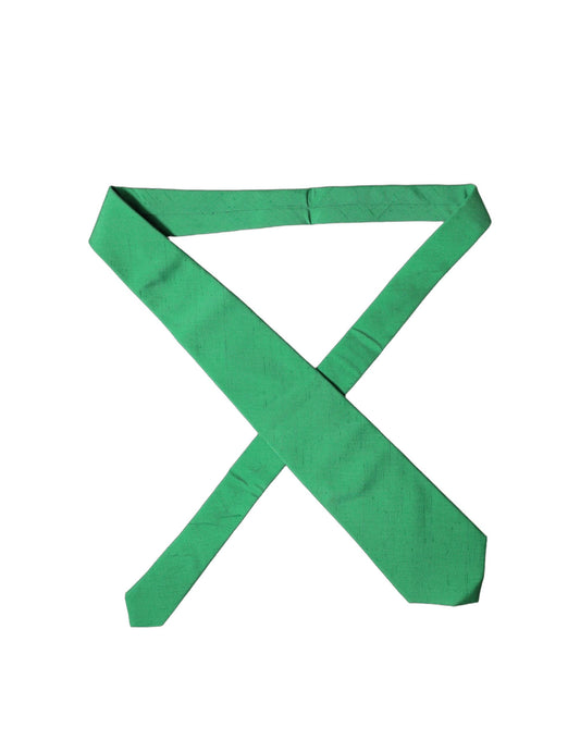 Dolce & Gabbana Green Solid Silk Cotton Adjustable Necktie for Women