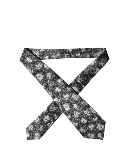 Dolce & Gabbana Black White Floral Silk Adjustable Necktie