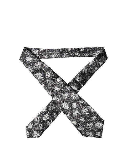 Dolce & Gabbana Black White Floral Silk Adjustable Necktie