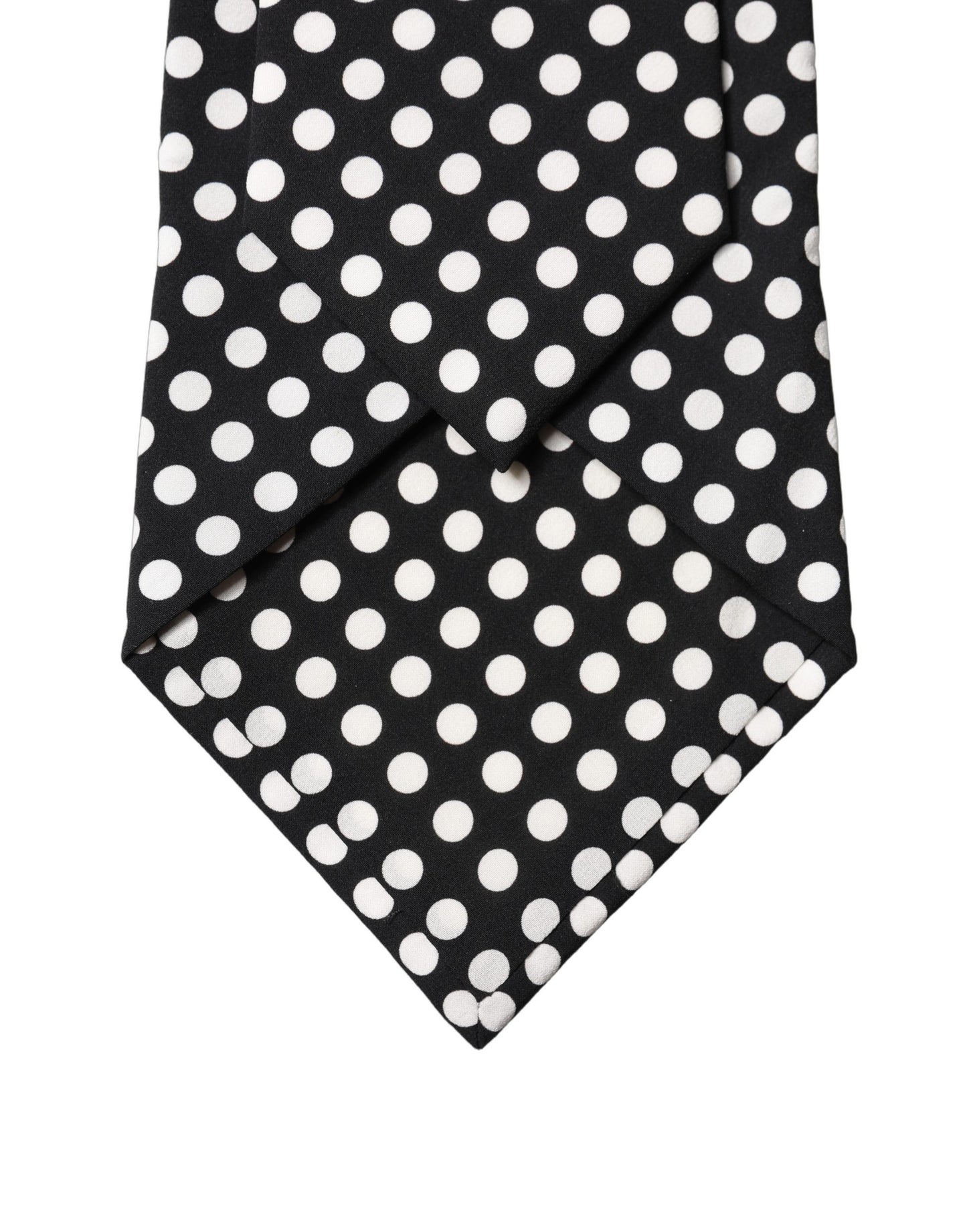 Dolce & Gabbana Black White Polka Dot Silk Adjustable Necktie