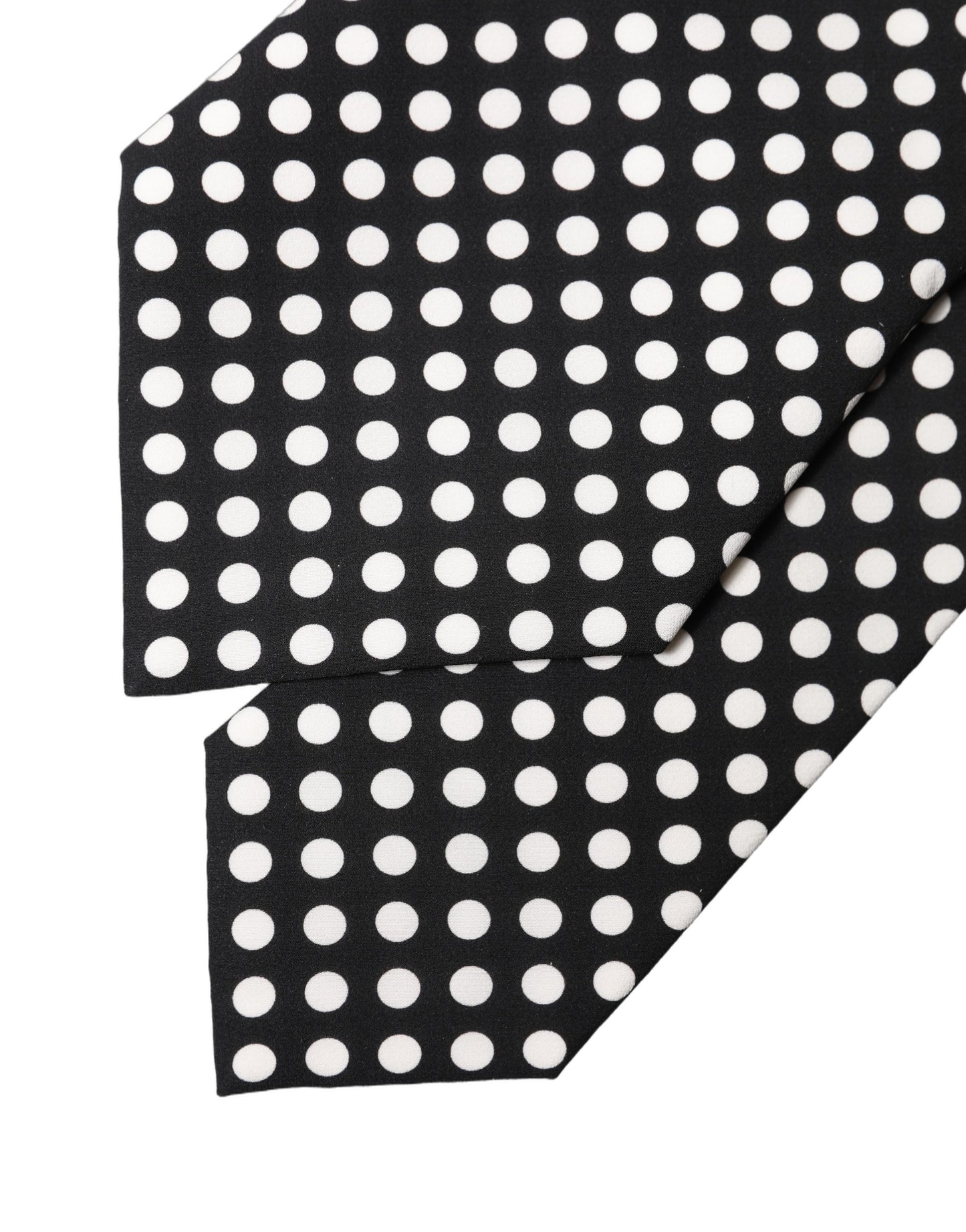 Dolce & Gabbana Black White Polka Dot Silk Adjustable Necktie