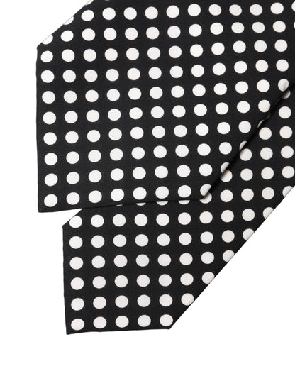 Dolce & Gabbana Black White Polka Dot Silk Adjustable Necktie