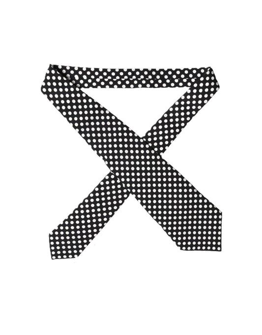 Dolce & Gabbana Black White Polka Dot Silk Adjustable Necktie