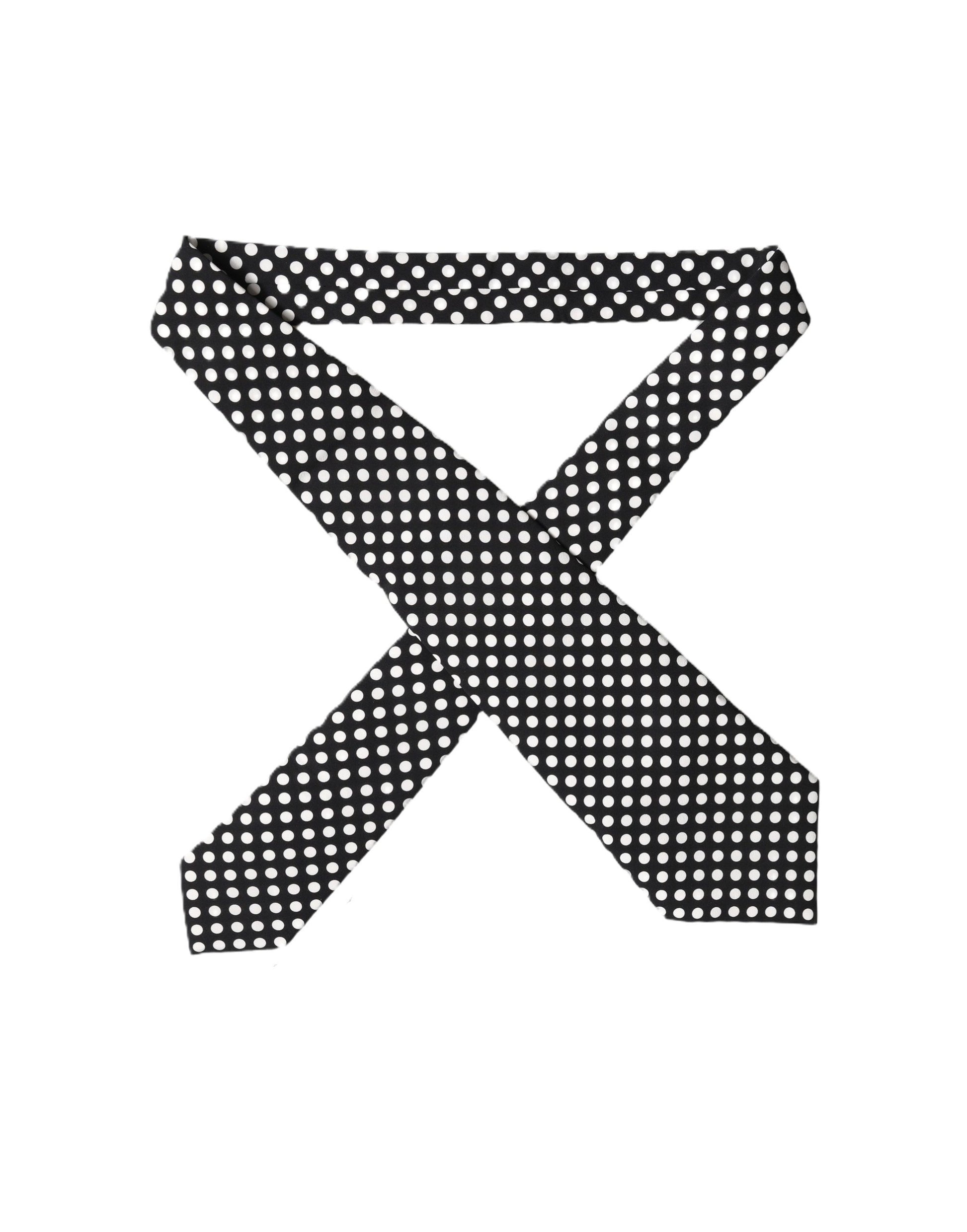 Dolce & Gabbana Black White Polka Dot Silk Adjustable Necktie