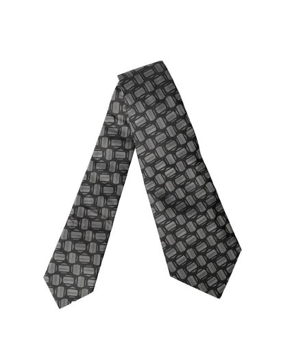 Dolce & Gabbana Black White Geometric Silk Adjustable Necktie
