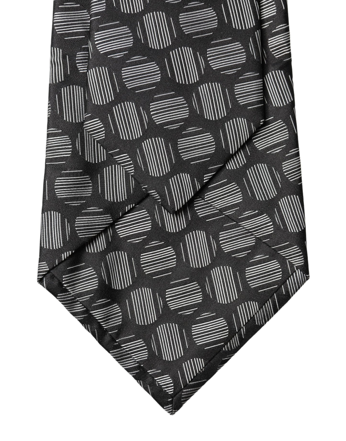 Dolce & Gabbana Black White Geometric Silk Adjustable Necktie