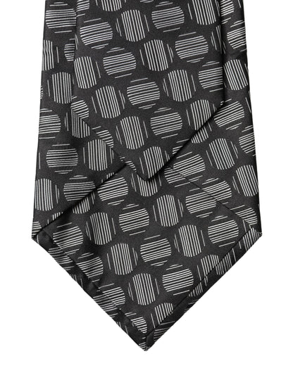 Dolce & Gabbana Black White Geometric Silk Adjustable Necktie
