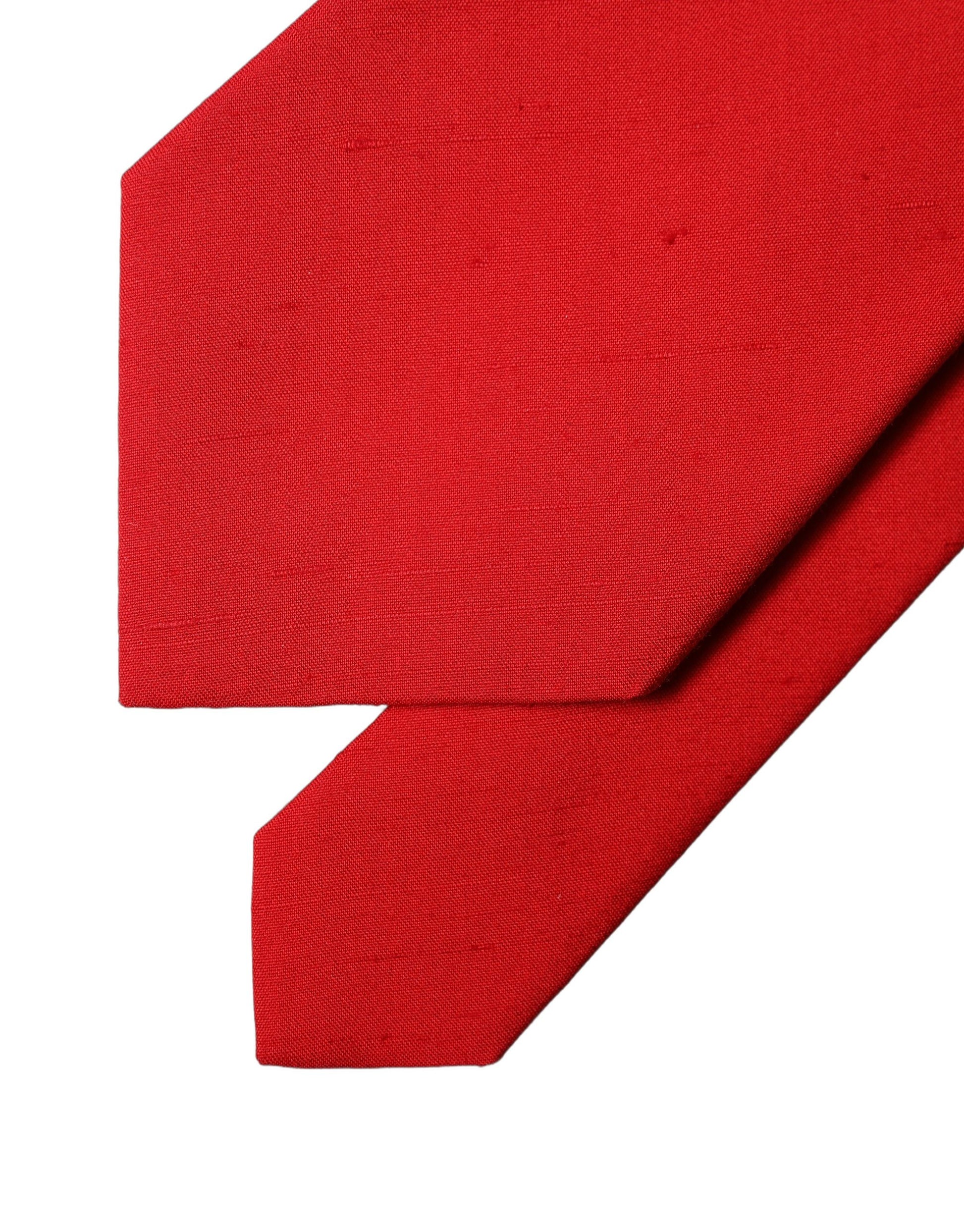 Dolce & Gabbana Red Solid Silk Cotton Adjustable Necktie