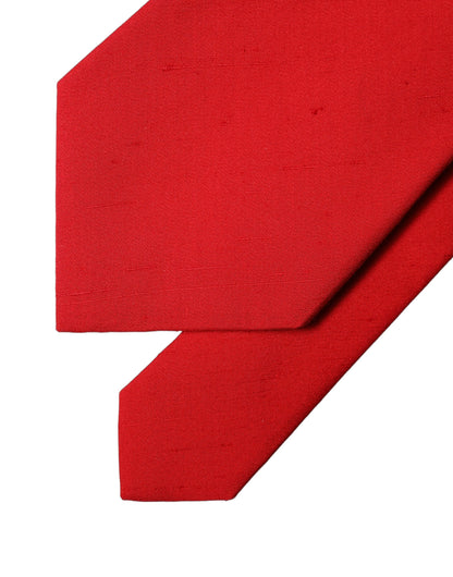 Dolce & Gabbana Red Solid Silk Cotton Adjustable Necktie