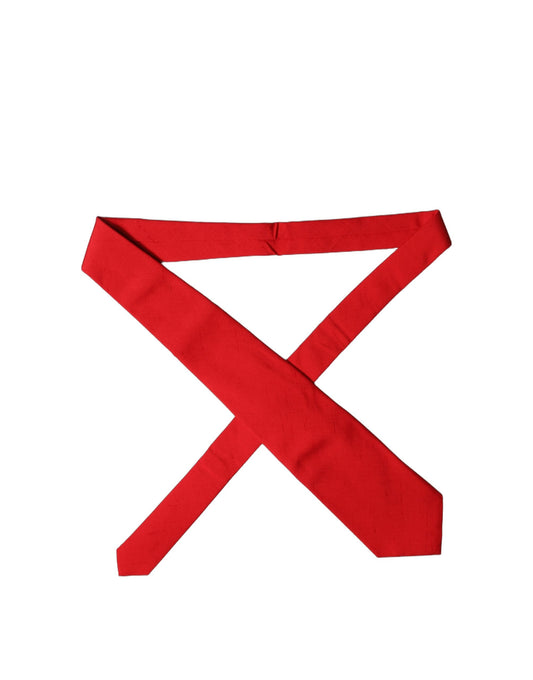 Dolce & Gabbana Red Solid Silk Cotton Adjustable Necktie