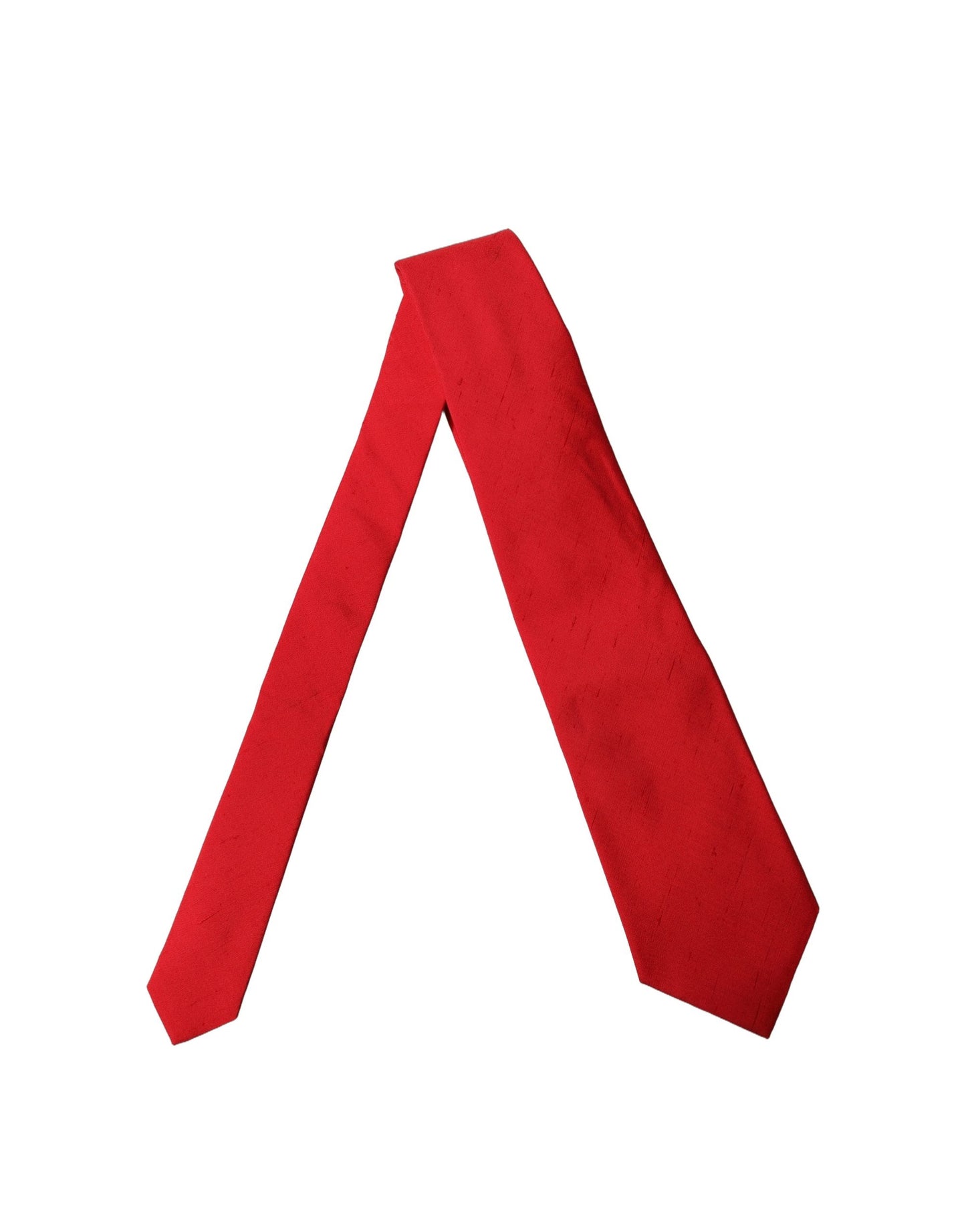 Dolce & Gabbana Red Solid Silk Cotton Adjustable Necktie