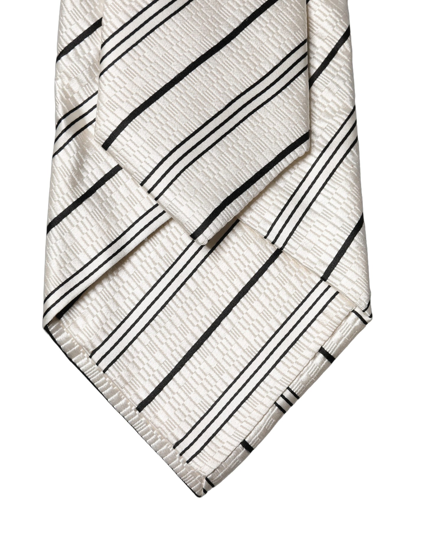 Dolce & Gabbana White Black Stripes Silk Adjustable Women Necktie