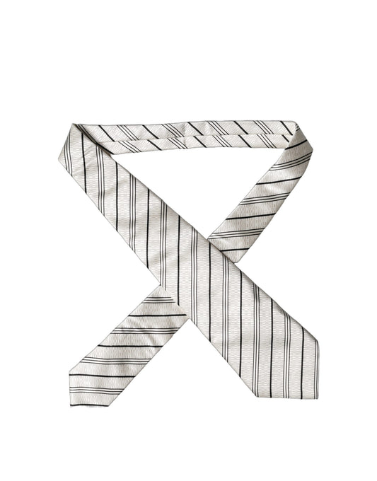 Dolce & Gabbana White Black Stripes Silk Adjustable Women Necktie