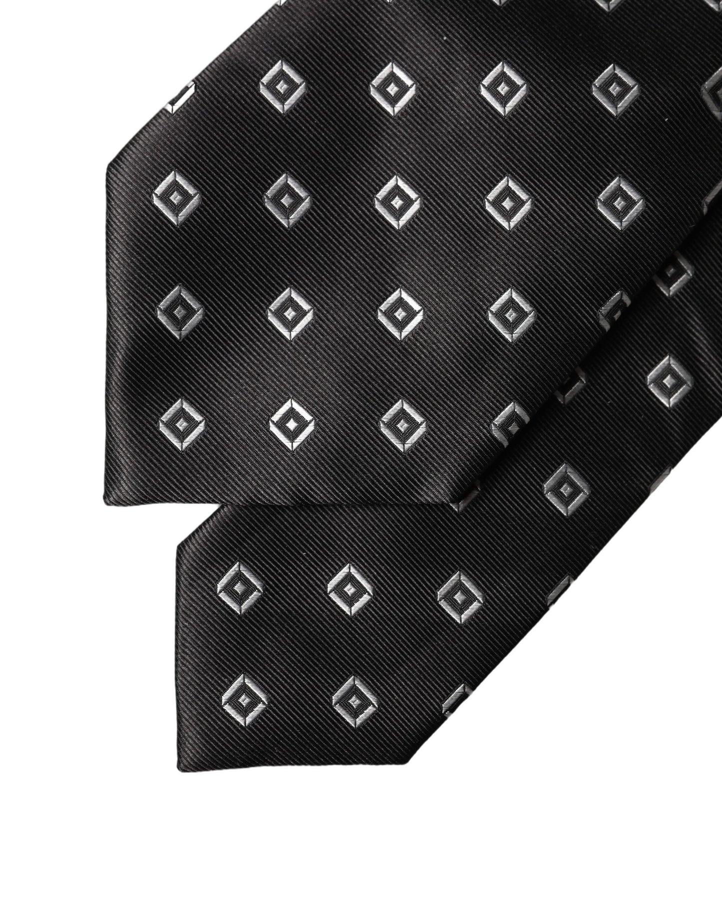 Dolce & Gabbana Black and White Geometric Silk Adjustable Necktie