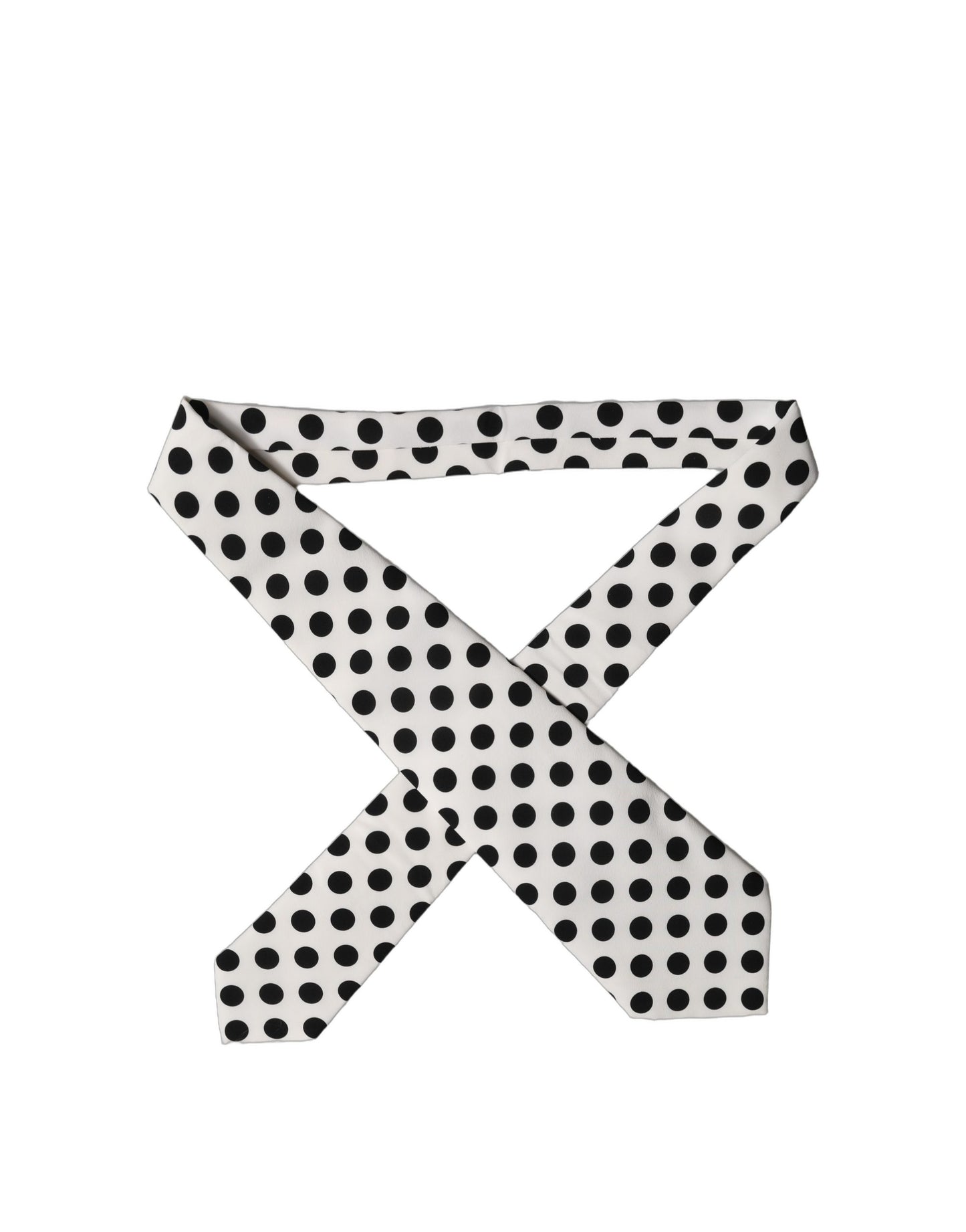 Dolce & Gabbana White Black Polka Dot Silk Adjustable Necktie